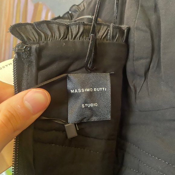 Massimo Dutti black Long pleated Spaghetti Straps Sleeveless dress - Picture 2 of 11